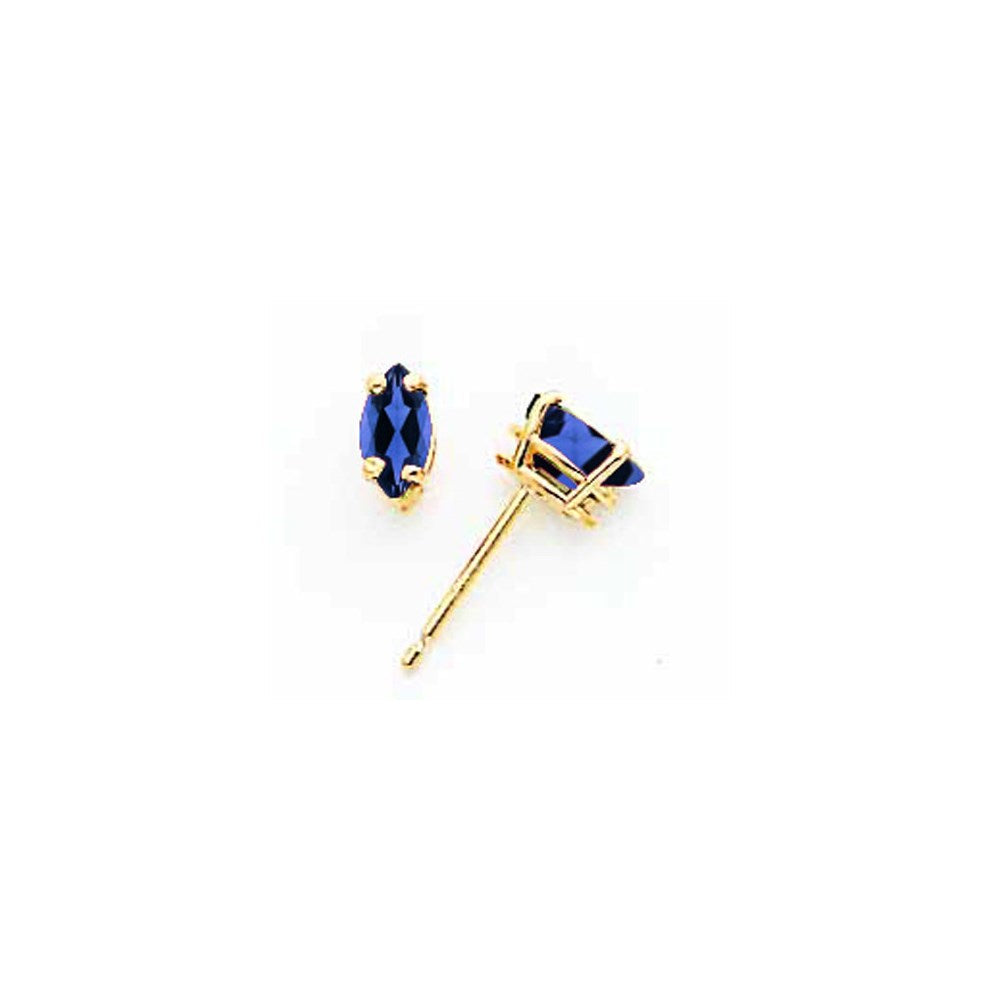14K Gelbgold Ohrringe mit Saphir im Marquise-Schliff, 6x3 mm