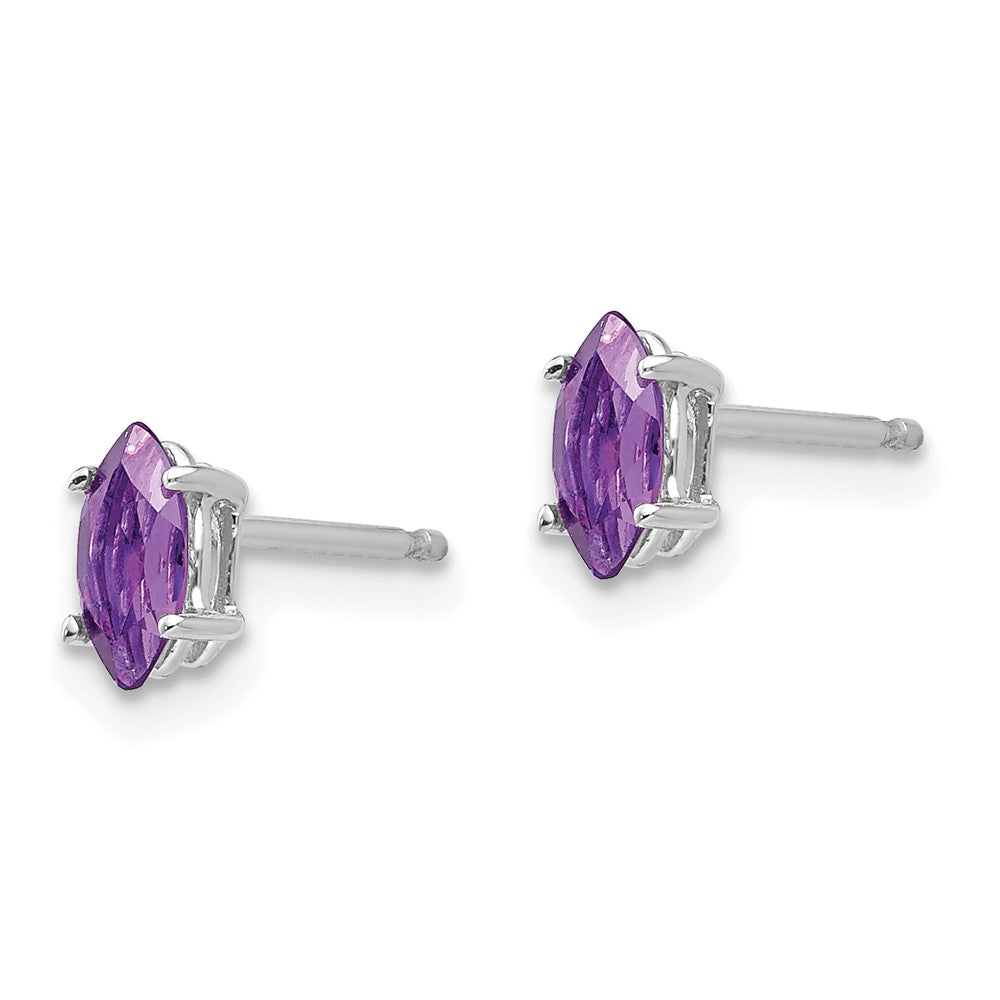 14K Gelbgold Ohrstecker mit Amethyst-Marquise, 6x3mm