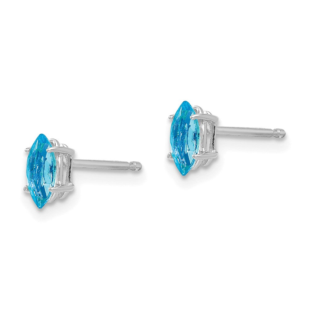 14K Weißgold Ohrringe mit Blautopas im Marquise-Schliff, 6x3 mm