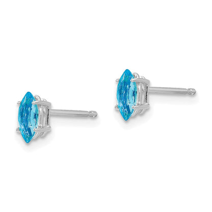 14K Weißgold Ohrringe mit Blautopas im Marquise-Schliff, 6x3 mm