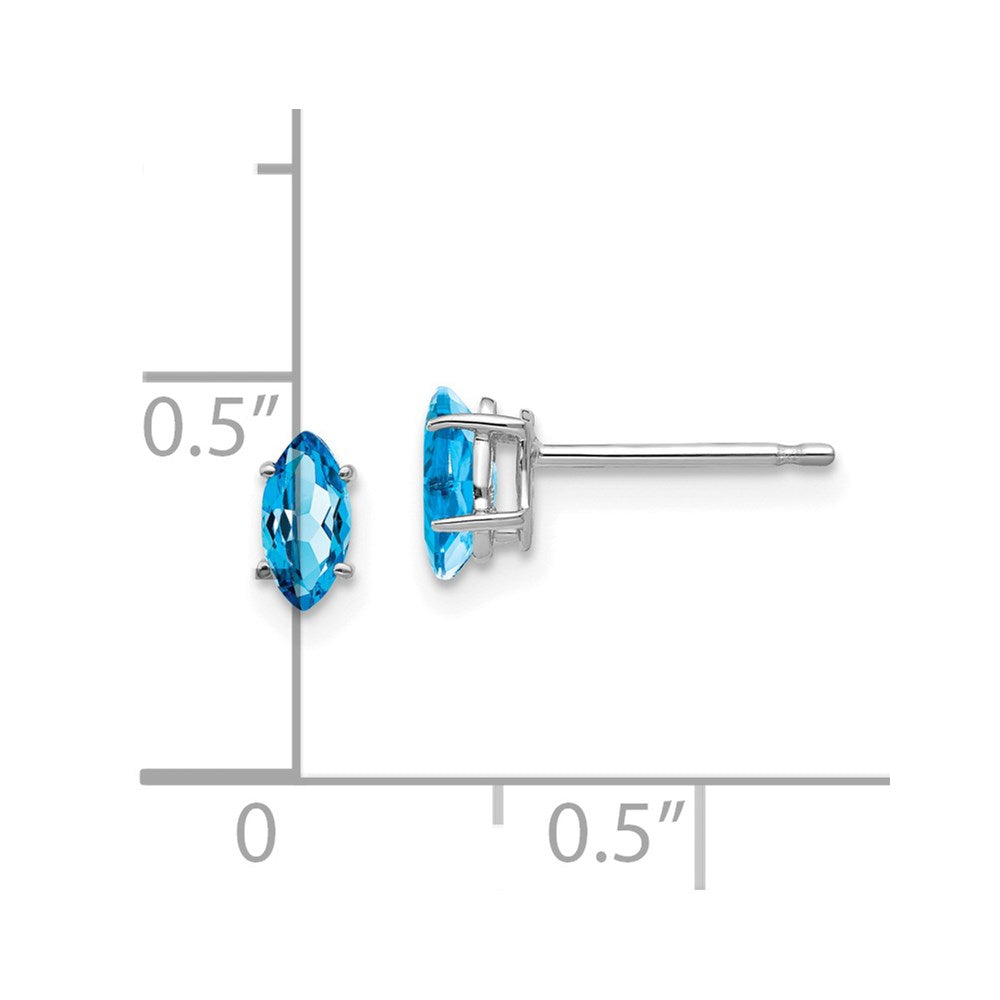14K Weißgold Ohrringe mit Blautopas im Marquise-Schliff, 6x3 mm