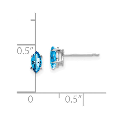 14K Weißgold Ohrringe mit Blautopas im Marquise-Schliff, 6x3 mm