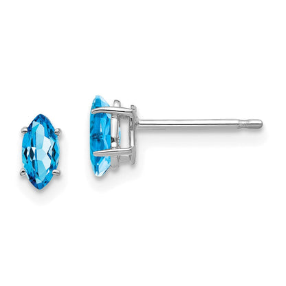 14K Weißgold Ohrringe mit Blautopas im Marquise-Schliff, 6x3 mm