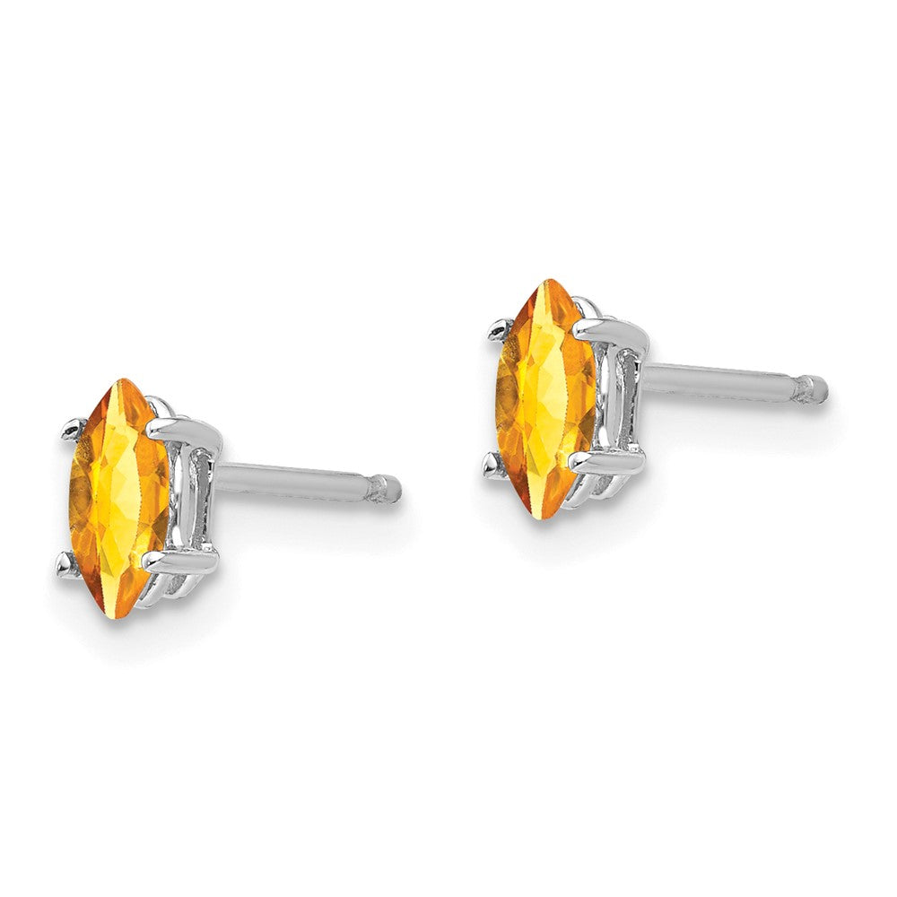 14K Gelbgold Ohrstecker mit Citrin, Marquise-Schliff, 6 x 3 mm