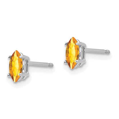 14K Gelbgold Ohrstecker mit Citrin, Marquise-Schliff, 6 x 3 mm