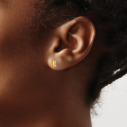 14K Gelbgold Ohrstecker mit Citrin, Marquise-Schliff, 6 x 3 mm