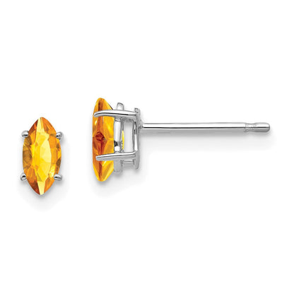 14K Gelbgold Ohrstecker mit Citrin, Marquise-Schliff, 6 x 3 mm