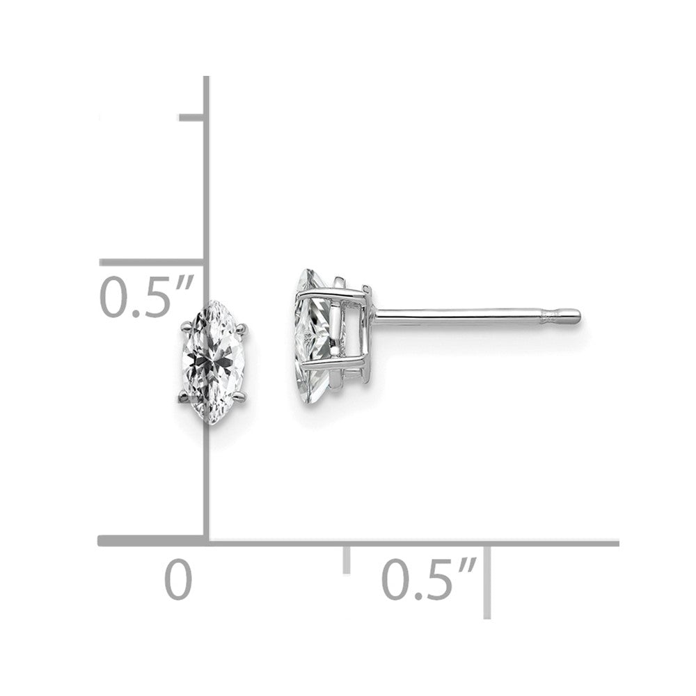 14K Weißgold Ohrringe mit 6x3mm marquiseförmigem Zirkonia