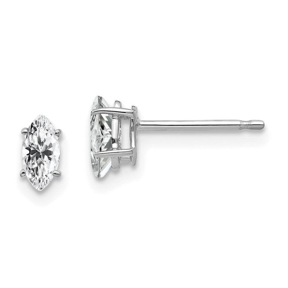 14K Weißgold Ohrringe mit 6x3mm marquiseförmigem Zirkonia