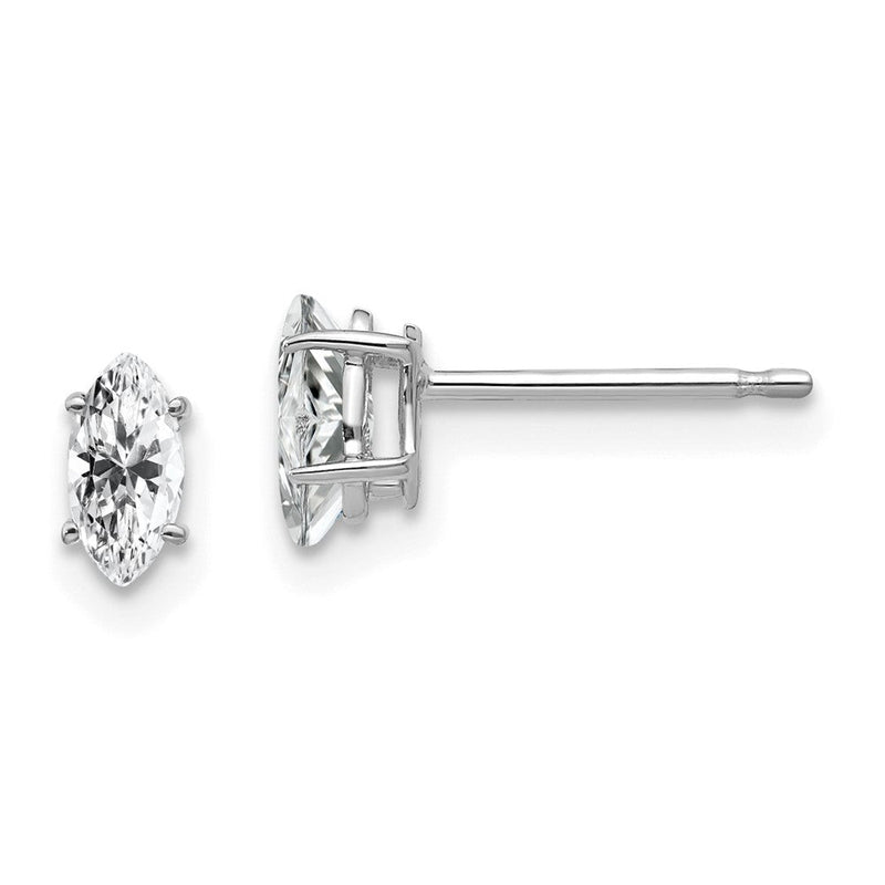 14K Weißgold Ohrringe mit 6x3mm marquiseförmigem Zirkonia