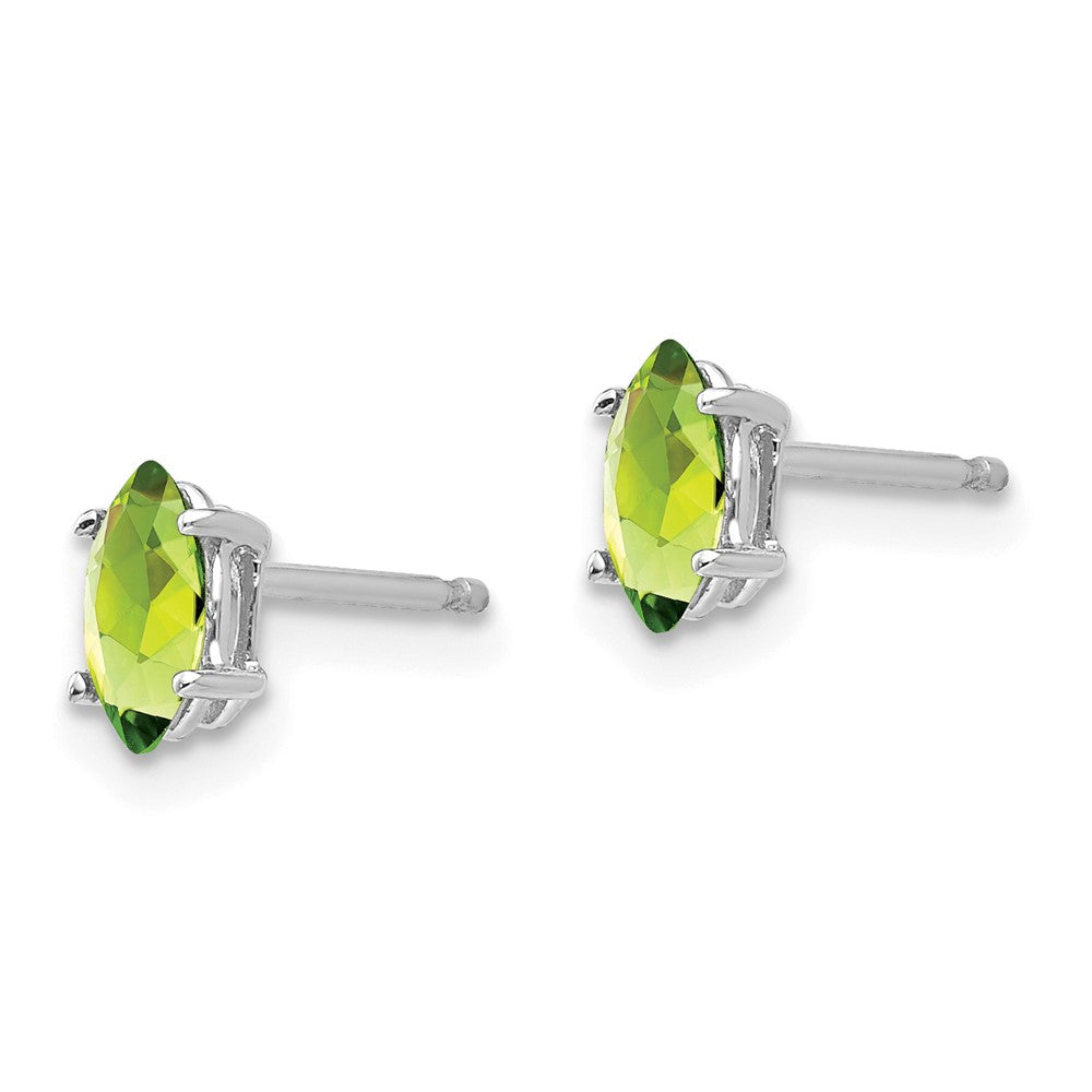 14K Weißgold Ohrringe mit Peridot im Marquise-Schliff, 6x3 mm