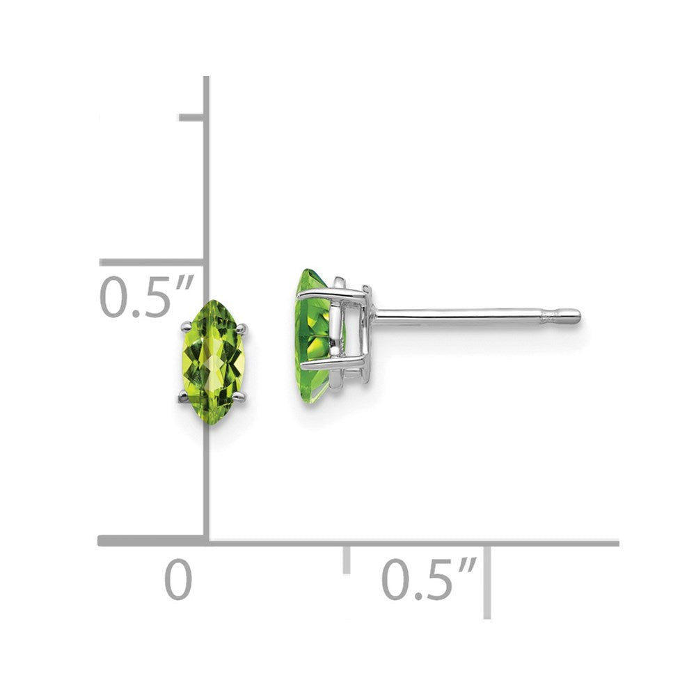 14K Weißgold Ohrringe mit Peridot im Marquise-Schliff, 6x3 mm