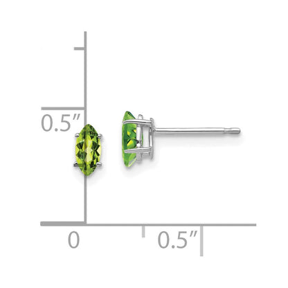 14K Weißgold Ohrringe mit Peridot im Marquise-Schliff, 6x3 mm