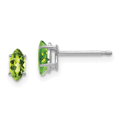 14K Weißgold Ohrringe mit Peridot im Marquise-Schliff, 6x3 mm