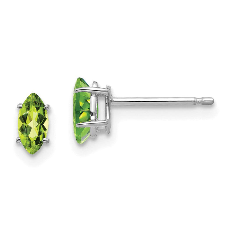 14K Weißgold Ohrringe mit Peridot im Marquise-Schliff, 6x3 mm