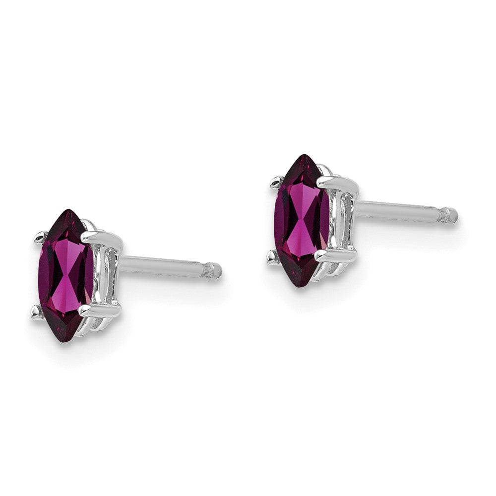 14K Weißgold 6x3mm Rhodolith Granat Marquise Ohrstecker Ohrring