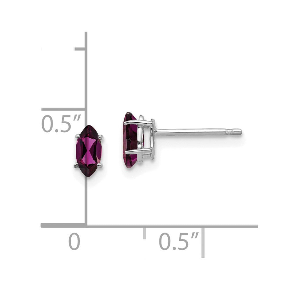 14K Weißgold 6x3mm Rhodolith Granat Marquise Ohrstecker Ohrring