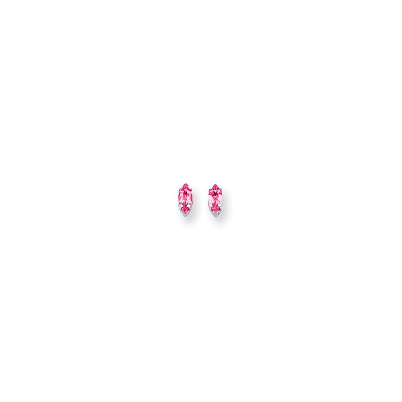 14K Weißgold Ohrringe mit Marquise-Rosa-Saphir, 6 x 3 mm