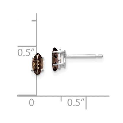 14K Weißgold Ohrringe mit 6x3 mm Marquise-Rauchquarz und Zitrin