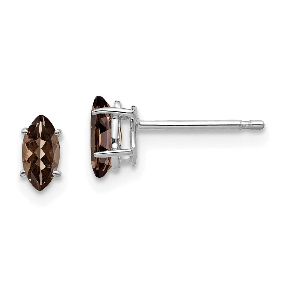 14K Weißgold Ohrringe mit 6x3 mm Marquise-Rauchquarz und Zitrin