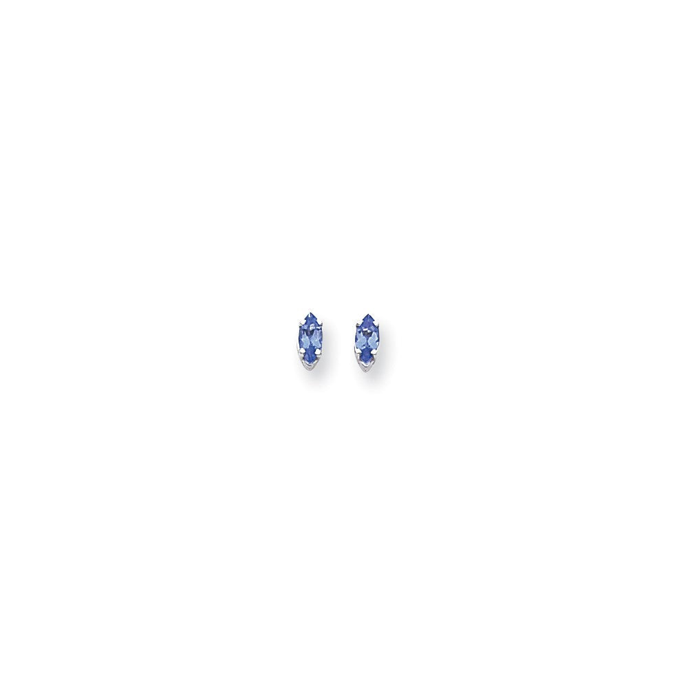 14K Weißgold Ohrringe mit 6x3 mm Tansanit im Marquise-Schliff