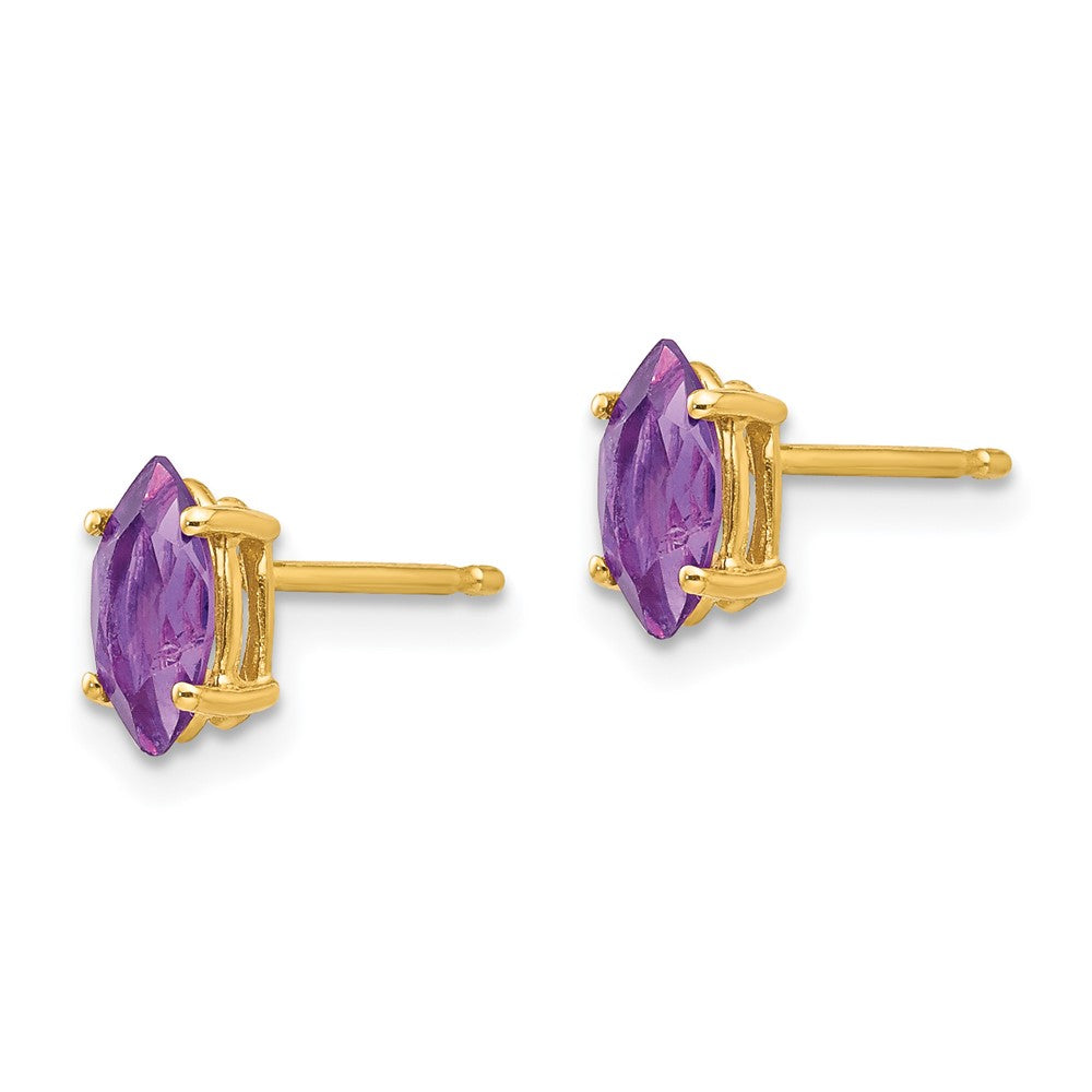 14K Gelbgold Ohrringe mit Amethyst im Marquise-Schliff, 7x3,5mm
