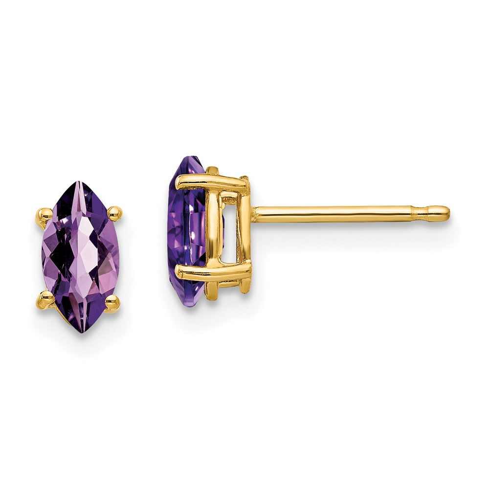 14K Gelbgold Ohrringe mit Amethyst im Marquise-Schliff, 7x3,5mm