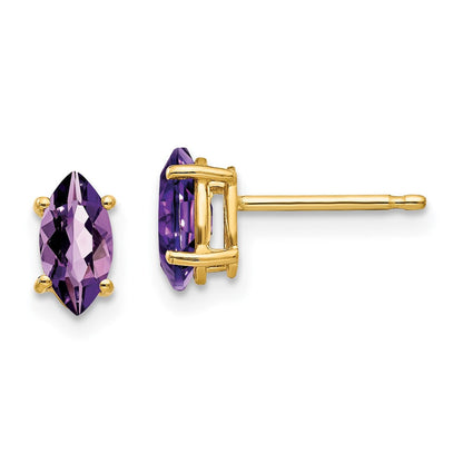 14K Gelbgold Ohrringe mit Amethyst im Marquise-Schliff, 7x3,5mm