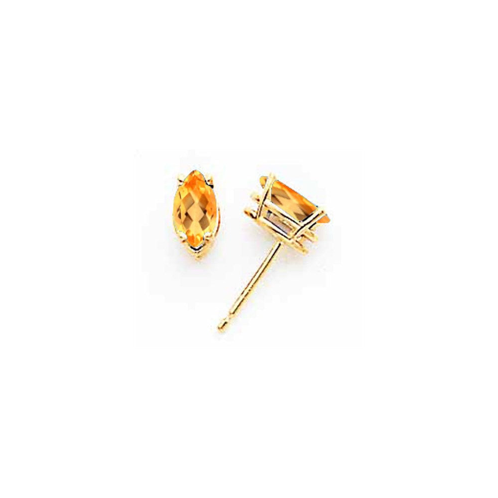 14K Gelbgold Ohrringe mit 7x3,5 mm Citrin im Marquise-Schliff