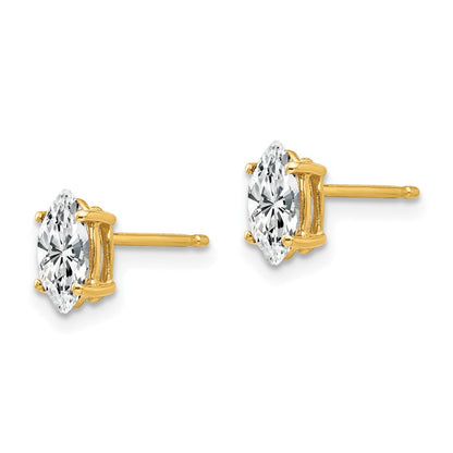 14K Gelbgold Ohrringe mit Zirkonia im Marquise-Schliff, 7 x 3,5 mm