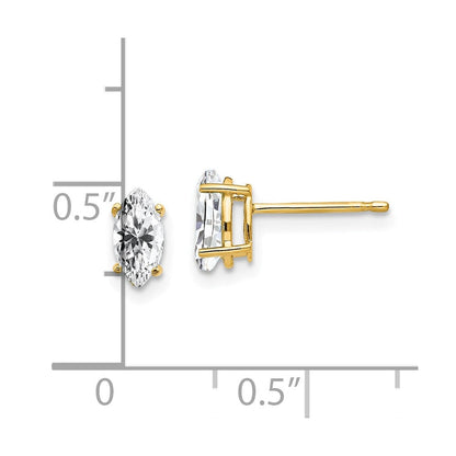 14K Gelbgold Ohrringe mit Zirkonia im Marquise-Schliff, 7 x 3,5 mm