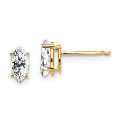 14K Gelbgold Ohrringe mit Zirkonia im Marquise-Schliff, 7 x 3,5 mm