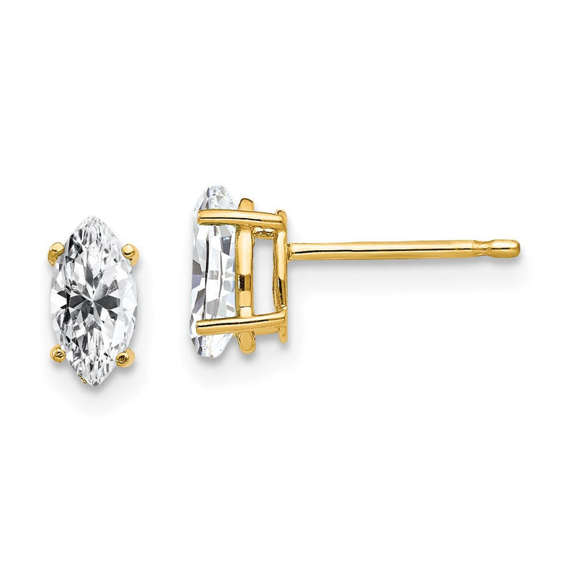 14K Gelbgold Ohrringe mit Zirkonia im Marquise-Schliff, 7 x 3,5 mm