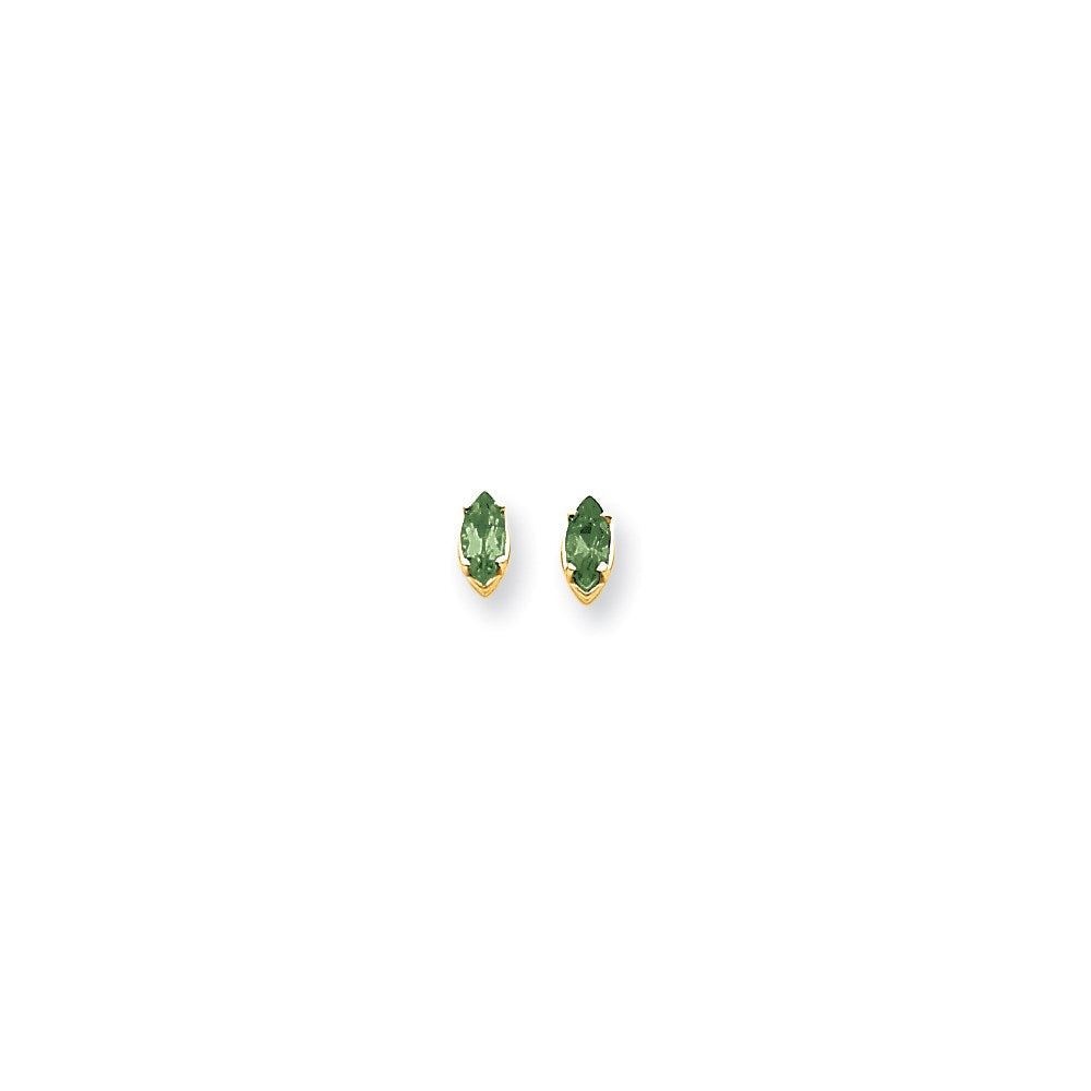 14K Gelbgold Ohrringe mit 7x3,5 mm Marquise-Smaragden