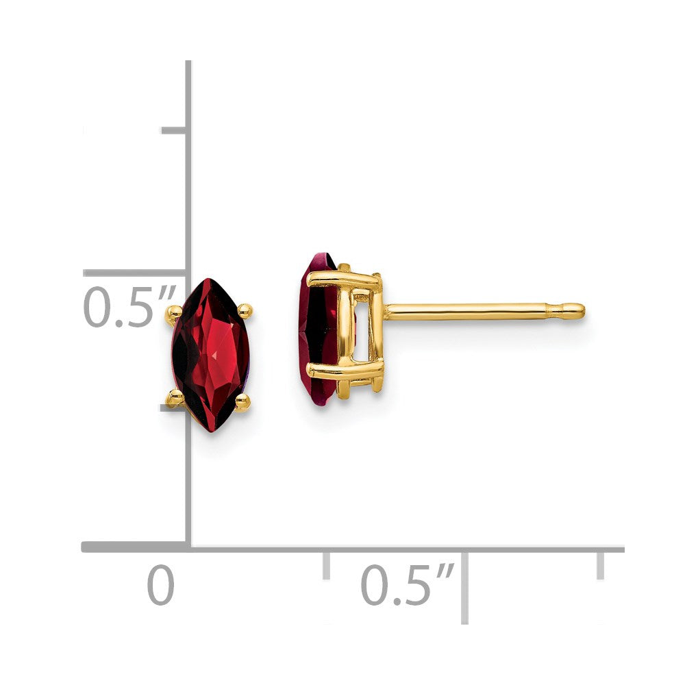 14K Gelbgold Ohrringe mit 7x3,5 mm Granat im Navette-Schliff