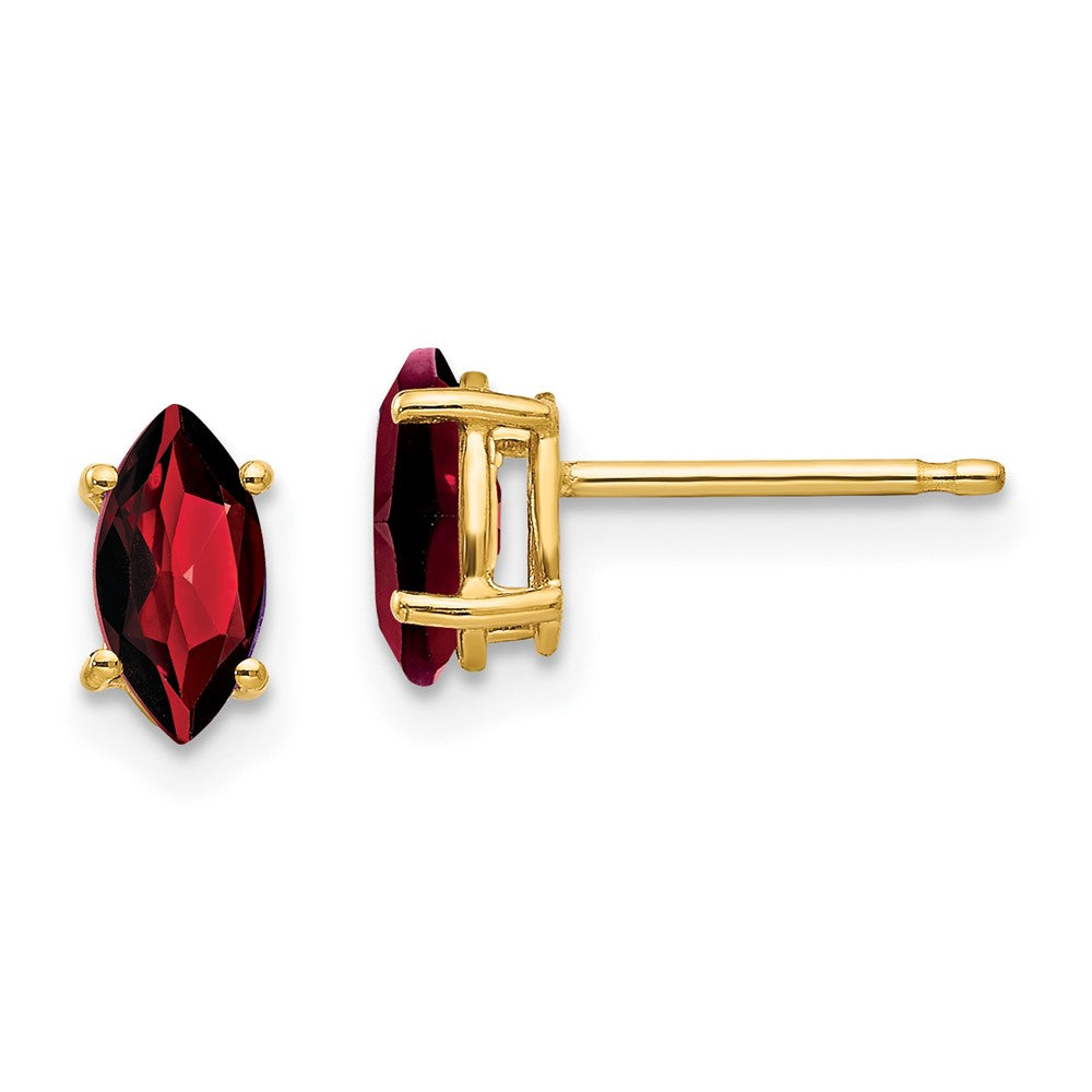 14K Gelbgold Ohrringe mit 7x3,5 mm Granat im Navette-Schliff