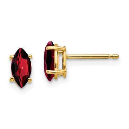 14K Gelbgold Ohrringe mit 7x3,5 mm Granat im Navette-Schliff