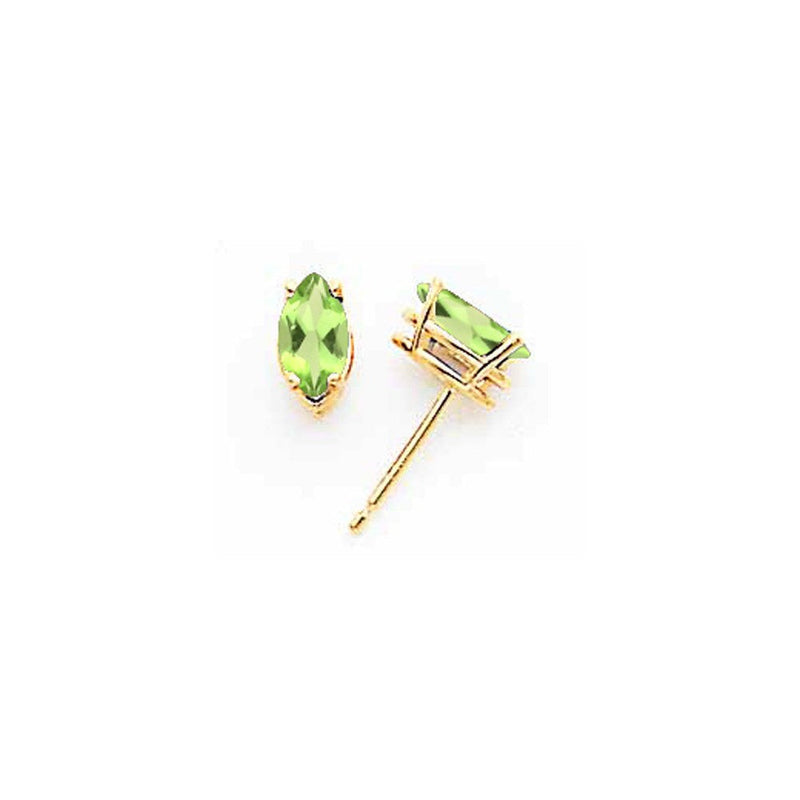 14K Gelbgold Ohrringe mit Peridot im Marquise-Schliff, 7 x 3,5 mm