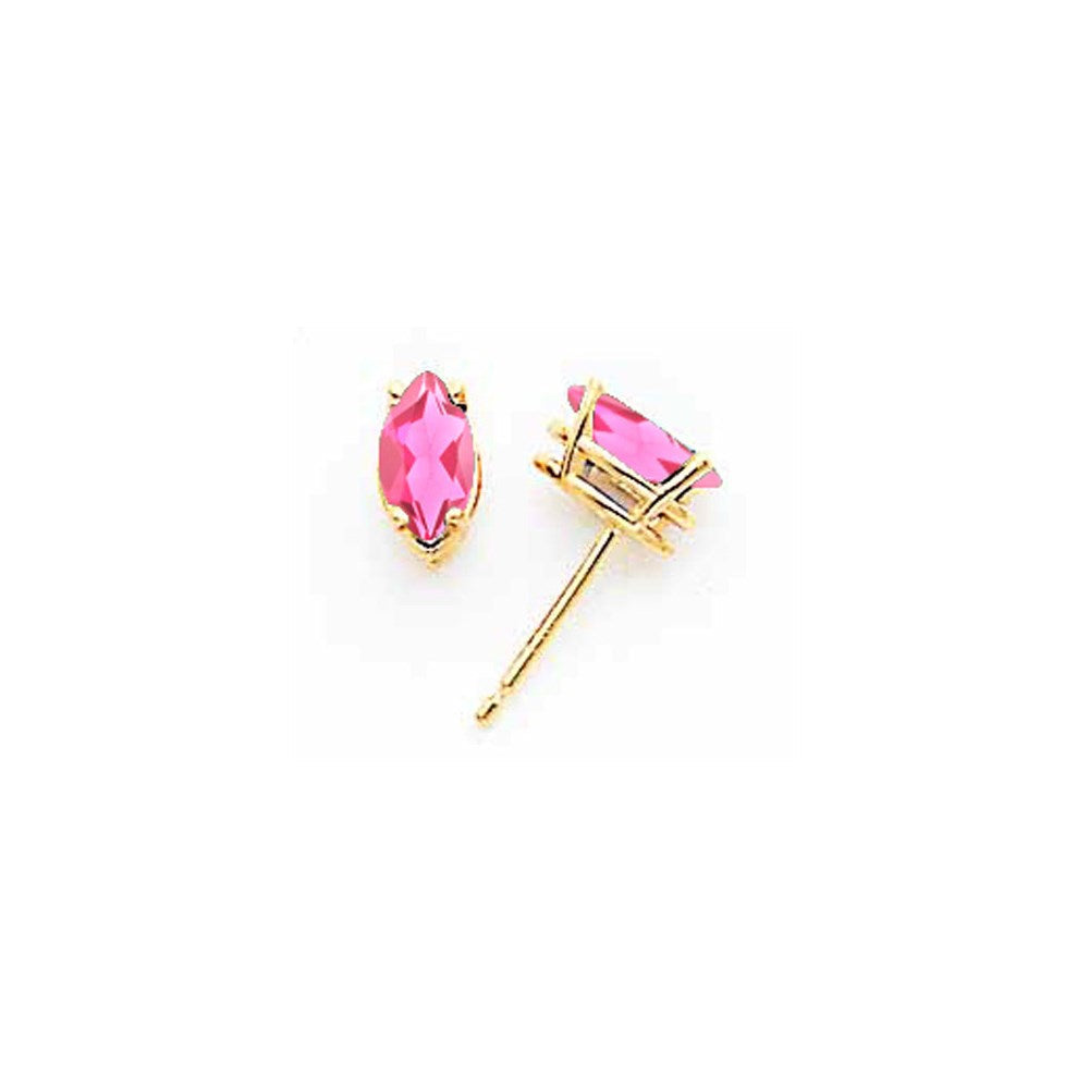 14K Gelbgold Ohrringe mit 7x3,5 mm Marquise-Rosa-Turmalin