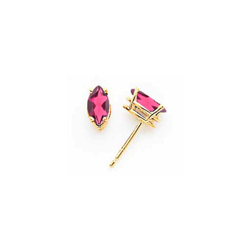 14K Gelbgold 7x3.5mm Marquise Rhodolith Granat Ohrring