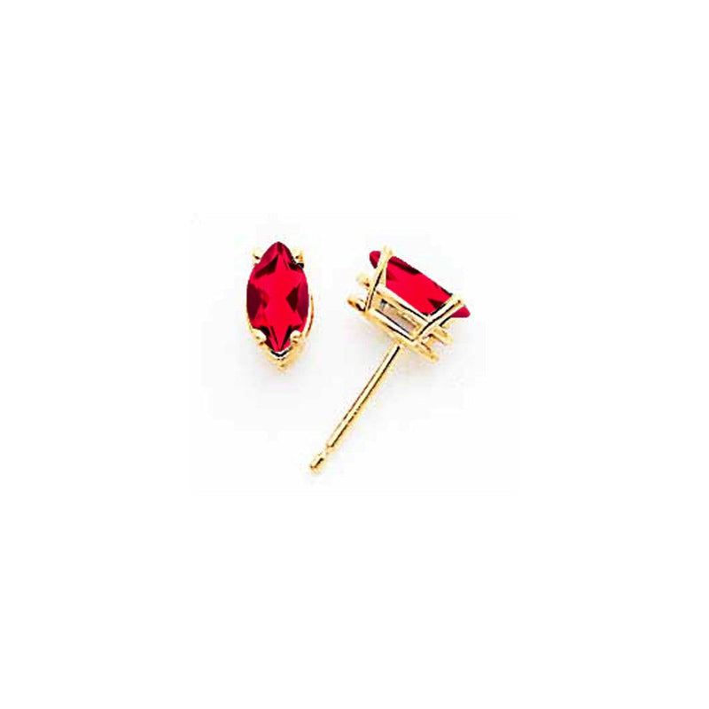 14K Gelbgold Ohrringe mit Rubinen im Marquise-Schliff, 7 x 3,5 mm