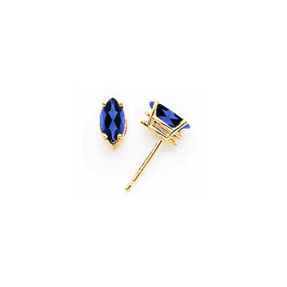 14K Gelbgold Ohrringe mit 7x3,5 mm Saphiren im Marquise-Schliff