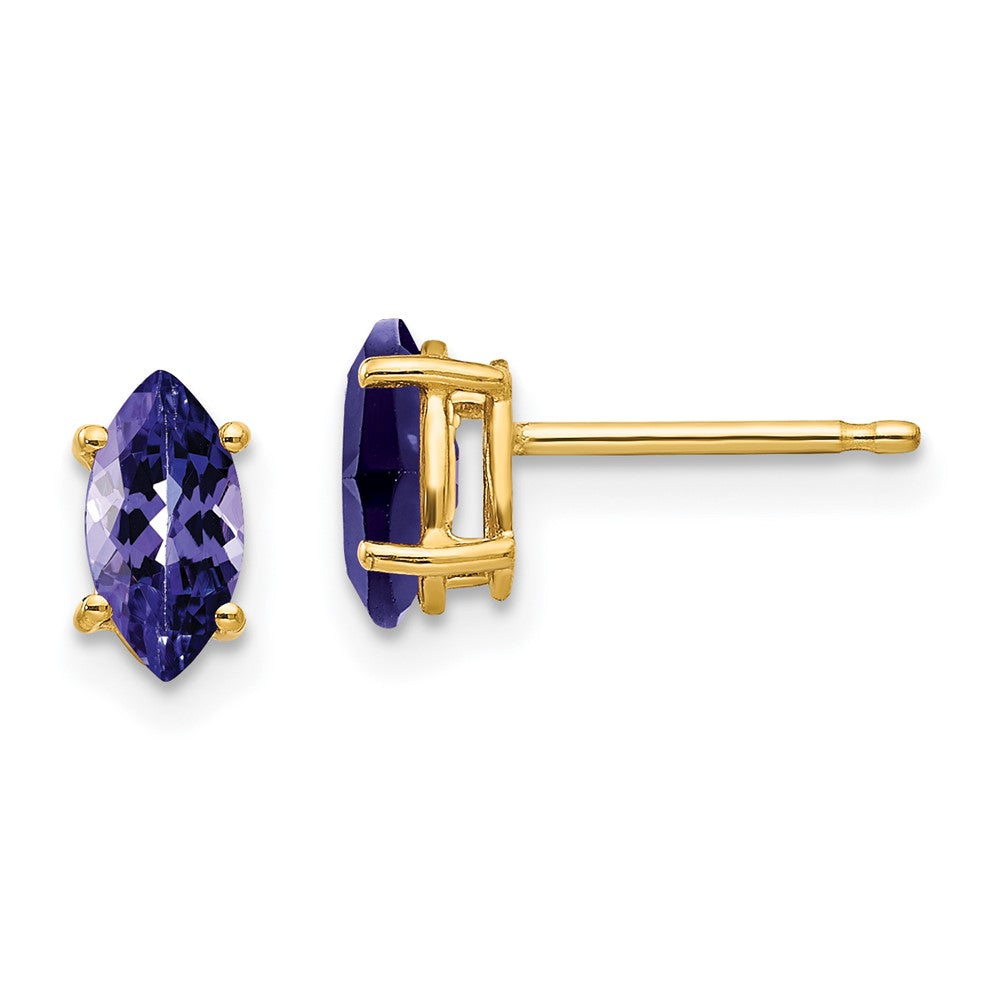 14K Gelbgold Ohrringe mit 7x3,5 mm Marquise-Tansanit
