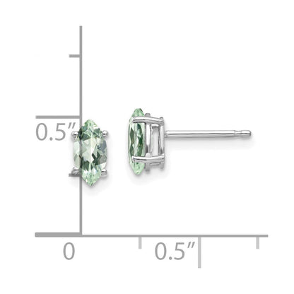 14K Weißgold Ohrringe mit Marquise-Grünquarz, 7 x 3,5 mm