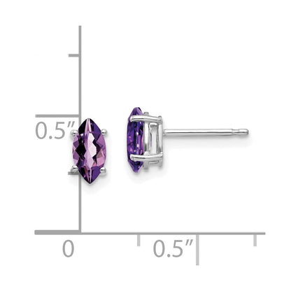 14K Weißgold Ohrringe mit Amethyst im Marquise-Schliff, 7 x 3,5 mm