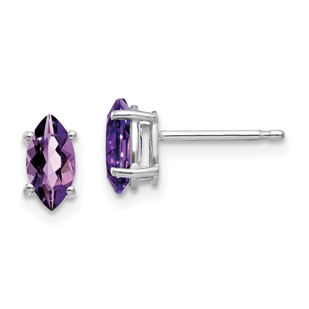 14K Weißgold Ohrringe mit Amethyst im Marquise-Schliff, 7 x 3,5 mm