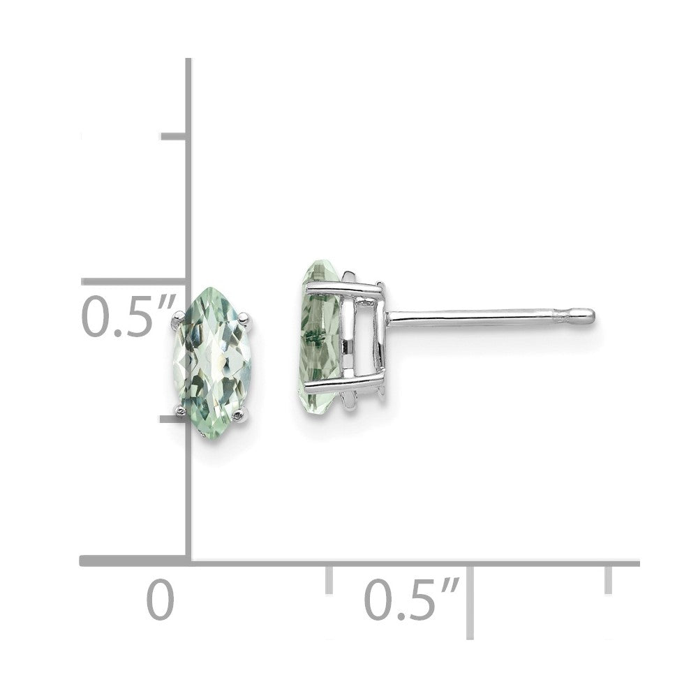 14K Weißgold Ohrringe mit 7x3,5mm Markise Checker-Cut grünem Quarz