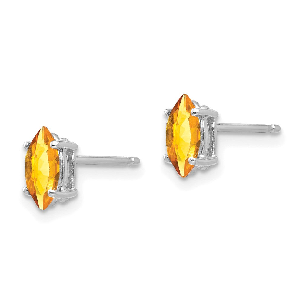 14K Weißgold Ohrringe mit Citrin im Marquise-Schliff, 7 x 3,5 mm