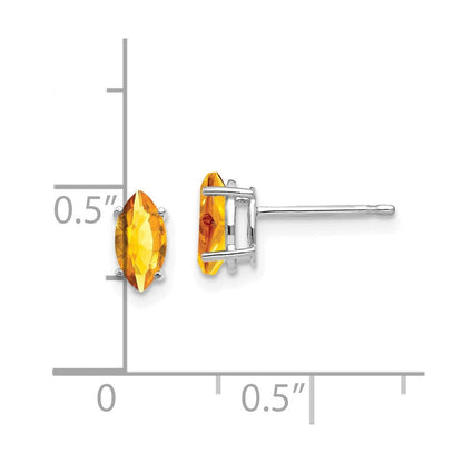 14K Weißgold Ohrringe mit Citrin im Marquise-Schliff, 7 x 3,5 mm