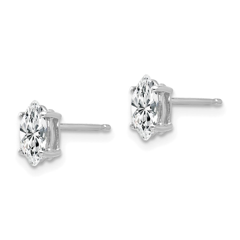 14K Weißgold Ohrstecker mit marquiseförmigem Zirkonia, 7 x 3,5 mm